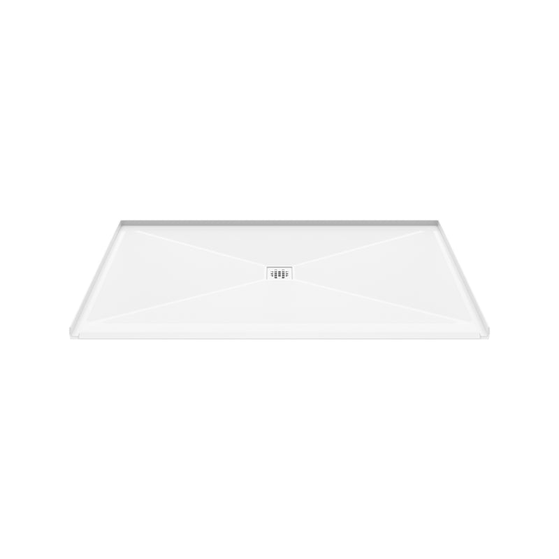 Neptune Entrepreneur Aspire 6238 Acrylic Alcove Shower Base in White with Anti-slip and PVC Center Drain in White – 220519-541-001-106