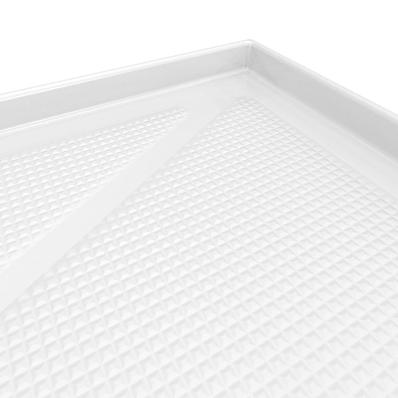 Neptune Entrepreneur Aspire 6238 Acrylic Alcove Shower Base in White with Anti-slip and ABS Center Drain in White – 220519-541-001-105