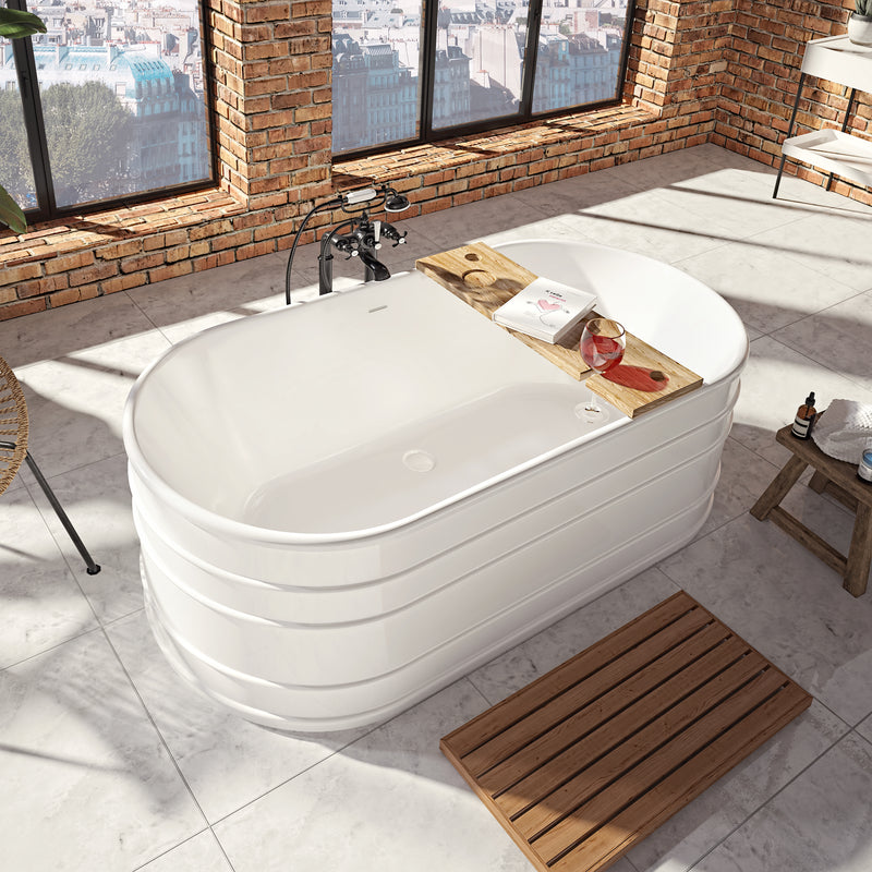 Neptune Galerie Batumi 6731 AFR Acrylic Freestanding Double Ended Center Drain Bathtub in White – 220321-000-001-000