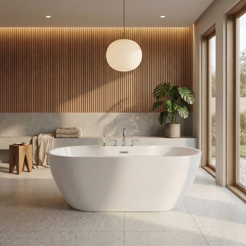 Neptune Berlin F1 3260 AFR Acrylic Freestanding Center Drain Bathtub in White – 220015-000-001-000