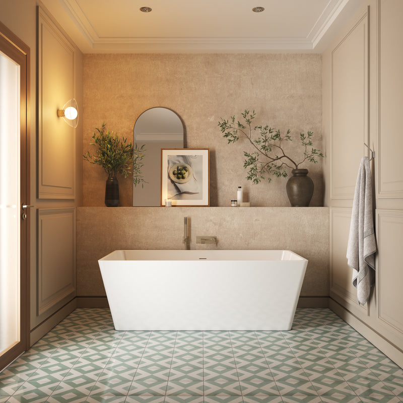 Neptune Bern 6731 AFR Acrylic Freestanding Center Drain Bathtub in White – 220309-000-001-000
