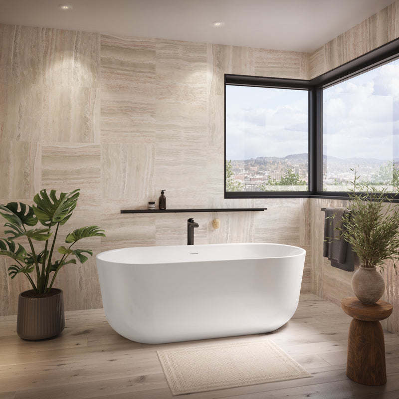 Neptune Haarlem 6730 AFR Acrylic Freestanding Center Drain Bathtub in White – 220306-000-001-000