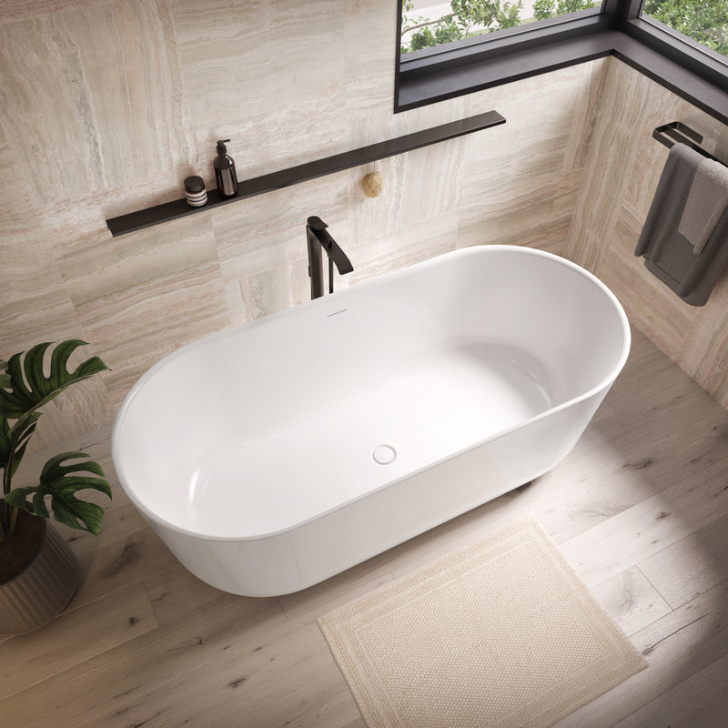Neptune Haarlem 6730 AFR Acrylic Freestanding Center Drain Bathtub in White – 220306-000-001-000