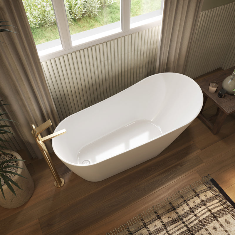 Neptune Liege 5928 AFR Acrylic Freestanding End Drain Bathtub in White – 220307-000-001-000