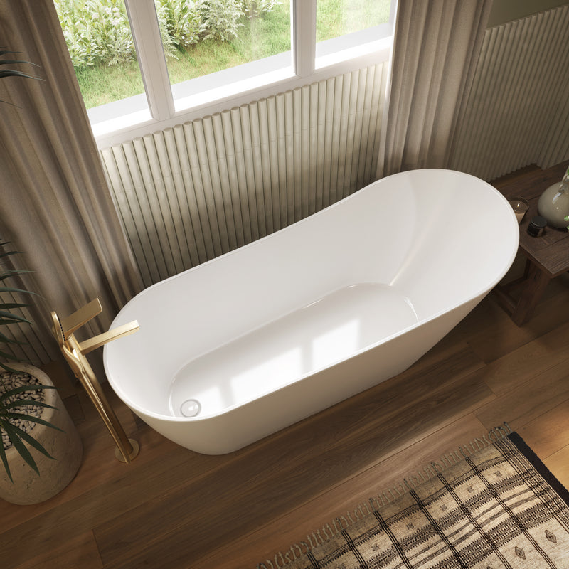 Neptune Liege 6729 AFR Acrylic Freestanding End Drain Bathtub in White – 220308-000-001-000