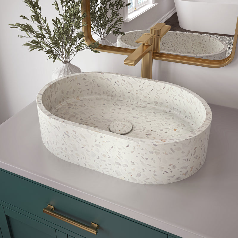 Neptune Galerie Lorna Oval Terrazzo Sink in White – 220388-000-318-000