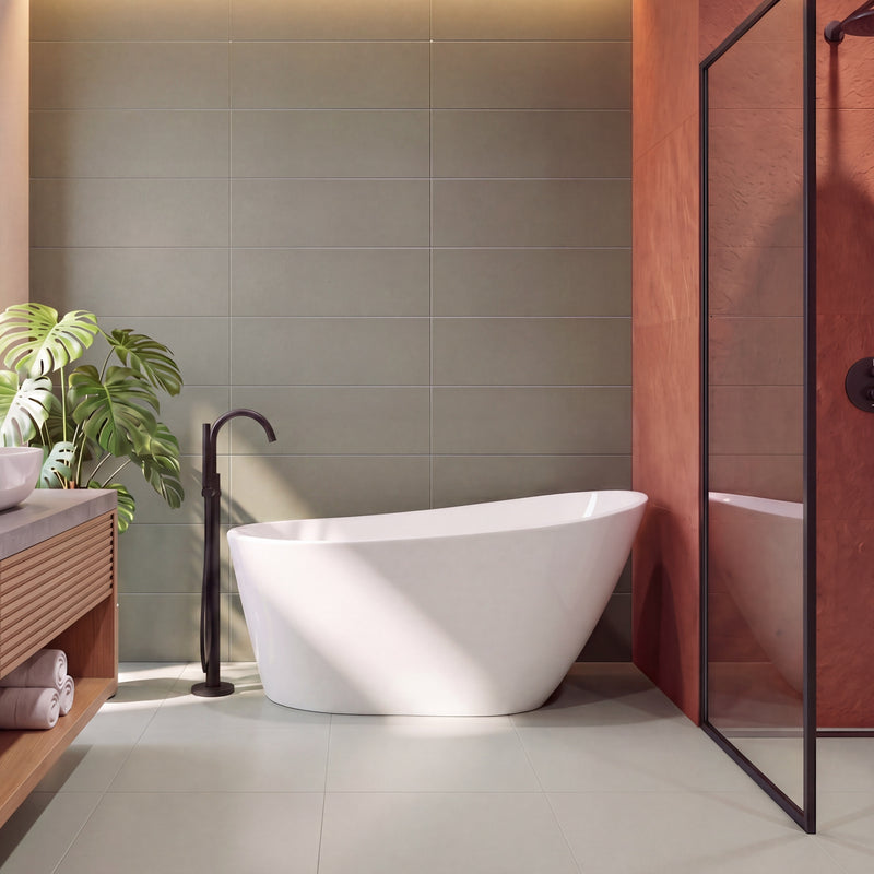 Neptune Malaga F1 3260 AFR Acrylic Freestanding End Drain Bathtub in White – 220033-000-001-000