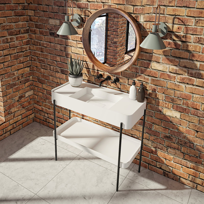 Neptune Galerie Melville 47 Solid Surface Console Vanity in Matte Black w. Matte White Sink – 220382-000-320-000