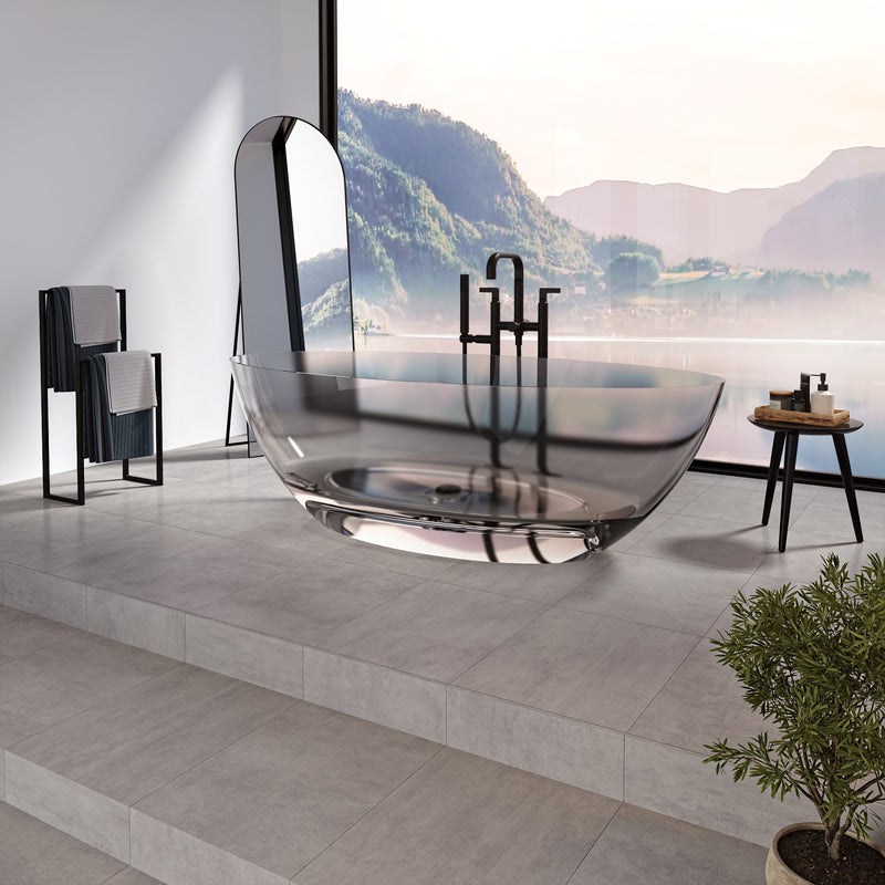 Neptune Galerie Mosta 6732 AFR Solid Surface Freestanding Double Ended Center Drain Clear Bathtub – 220318-000-313-000