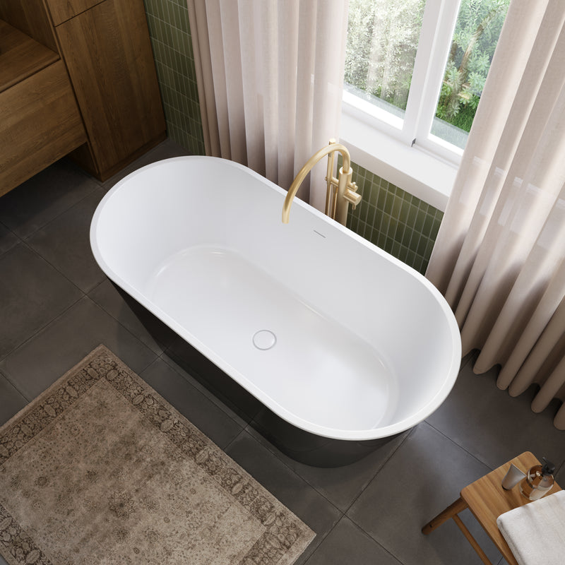 Neptune Riga 6030 AFR Acrylic Freestanding Center Drain Bathtub in Black – 220302-000-001-100