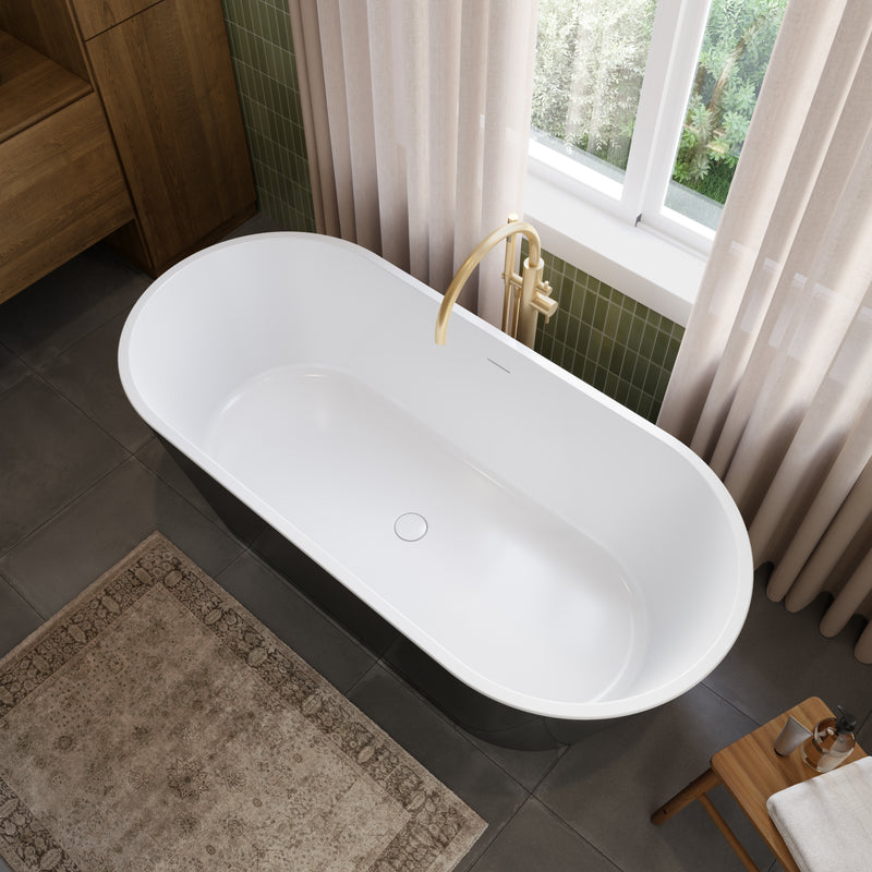 Neptune Riga 6731 AFR Acrylic Freestanding Center Drain Bathtub in Black – 220303-000-001-100