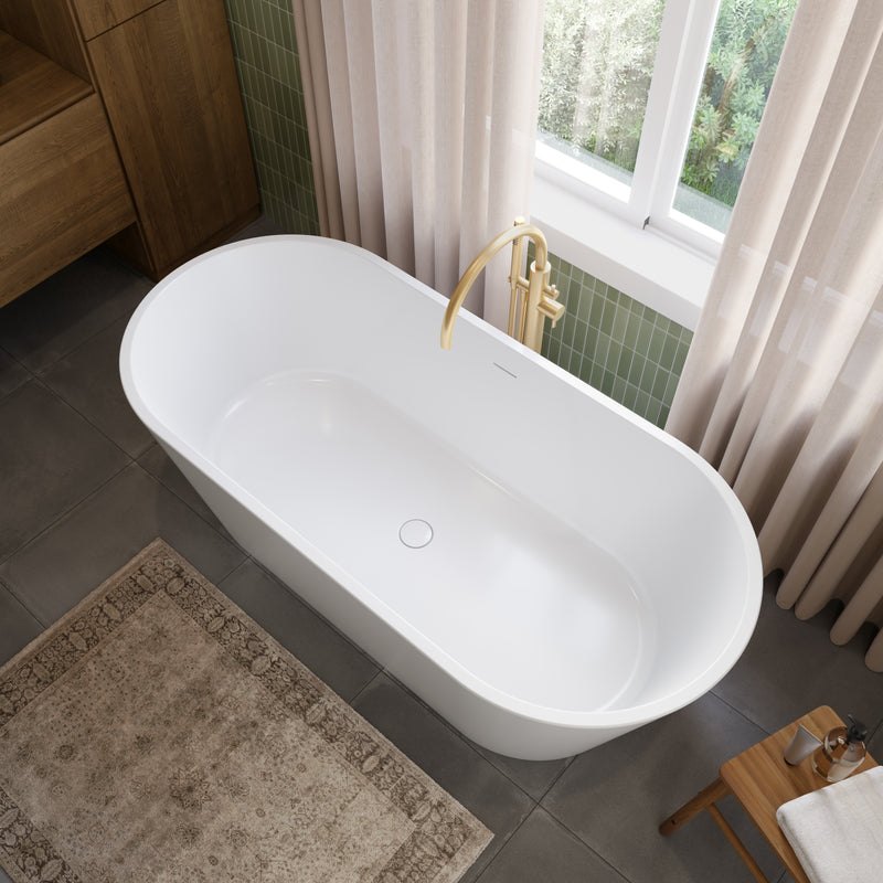 Neptune Riga 6731 AFR Acrylic Freestanding Center Drain Bathtub in White – 220303-000-001-000