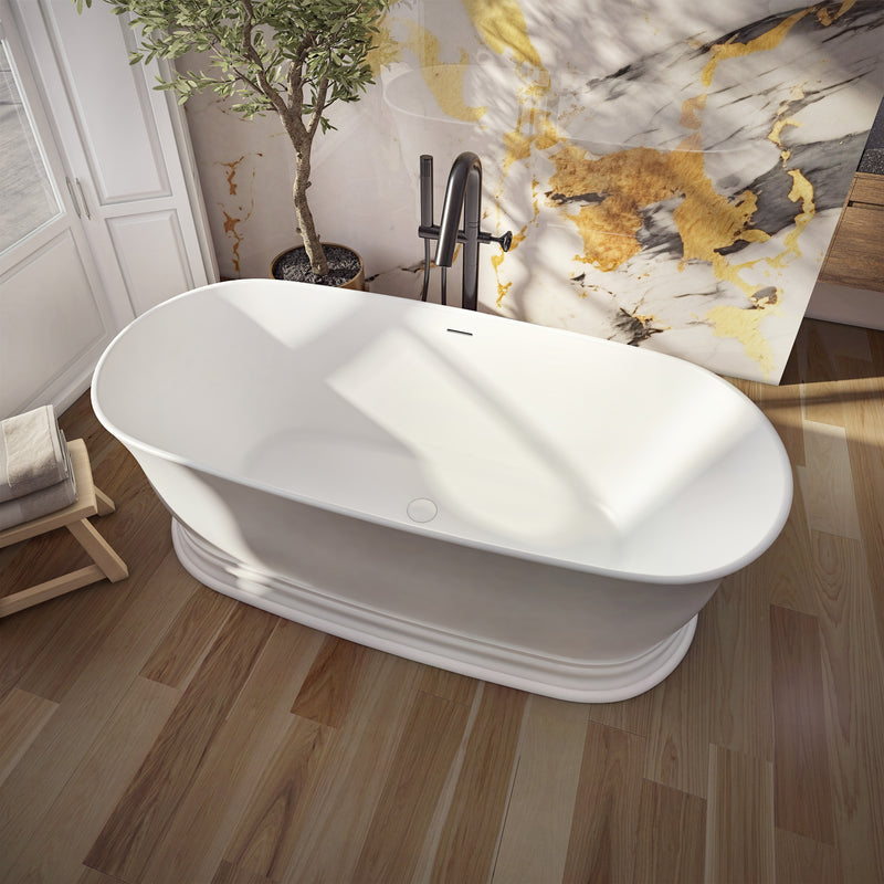 Neptune Galerie Vantaa 7132 AFR Solid Surface Freestanding Center Drain Bathtub in Matte White – 220357-000-320-000