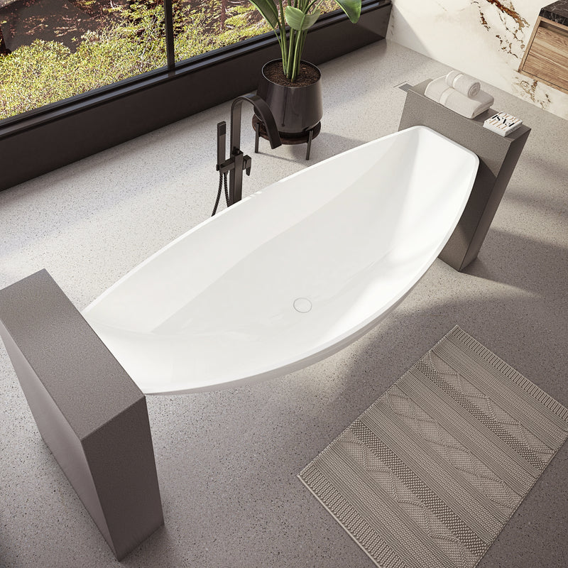 Neptune Galerie Zadar 82 Acrylic Floating Hammock Center Drain Bathtub in White – 220317-000-001-000