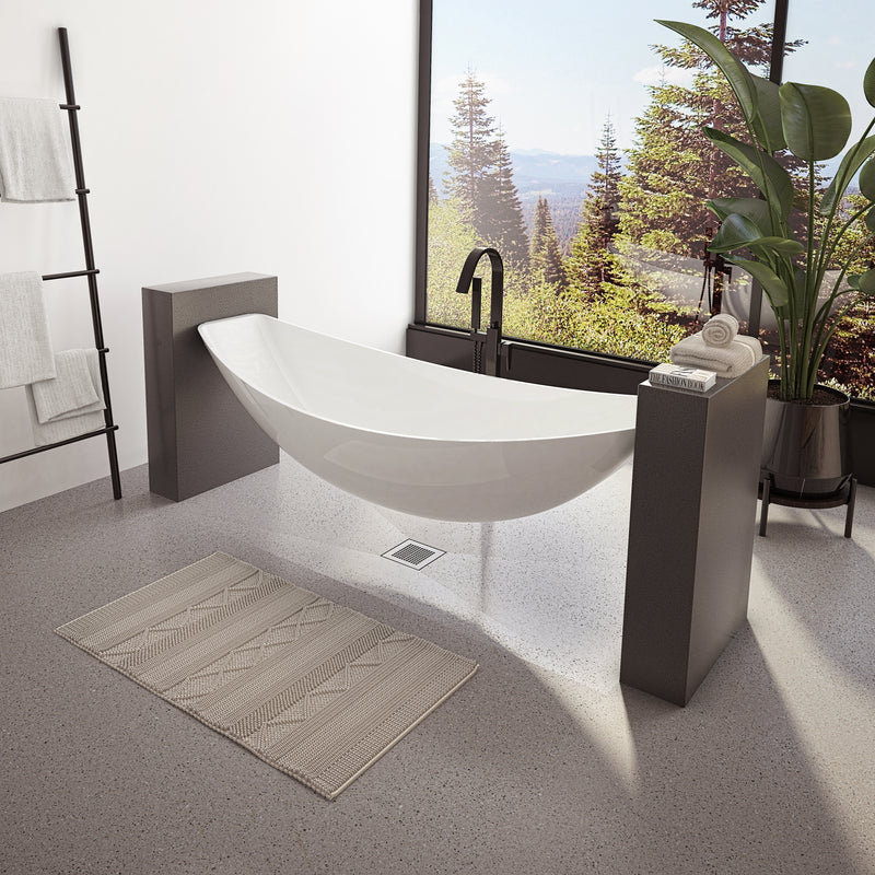 Neptune Galerie Zadar 79 Acrylic Floating Hammock Center Drain Bathtub in White – 220316-000-001-000