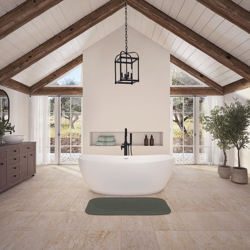 Neptune Galerie Zilina 6434 AFR Solid Surface Freestanding Double Slipper Center Drain Bathtub in Matte White – 220358-000-320-000