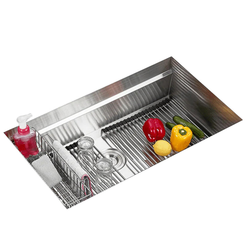 Pearl CUVI-PRO 32" Single Bowl Undermount Workstation Kitchen Sink – Stainless Steel – GQV3219C