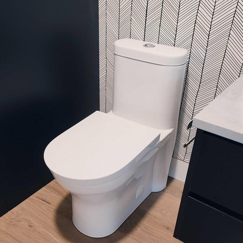 Pearl Fisher Elongated Chair Height 1-Piece 4L/6L Dual Flush Toilet with Soft Close Seat - GBW732B