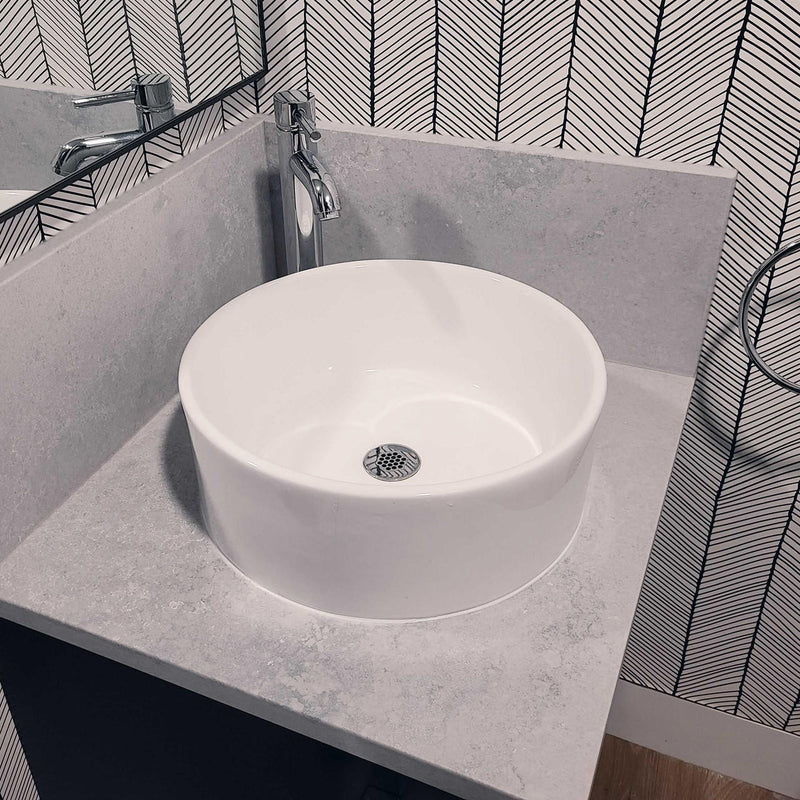 Pearl KASU-DT Metro White Round Vessel Bathroom Sink - GBC118